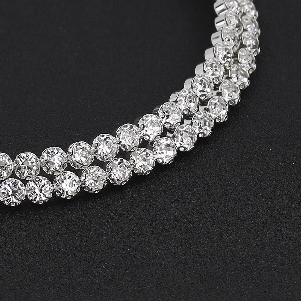 TREAZY Diamante Crystal Rhinestone Choker Necklace for Women Wedding Accessories Silver Plated Statement Jewelry Collier Femme