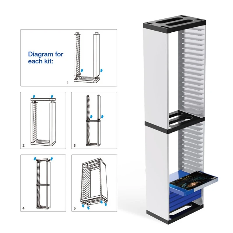 Host Disc Double-layer Storage Box Holder Game Disk Tower Vertical Stand Can Store 36 Game Discs For PS4 PS5 Switch XboxOne