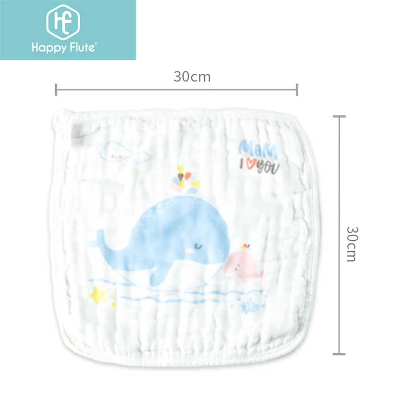 Happyflute 100% Cotton Square Face Towel 5piece/set Muslin Baby Stuff for Newborns Gauze Baby Wipes Wash Cloths