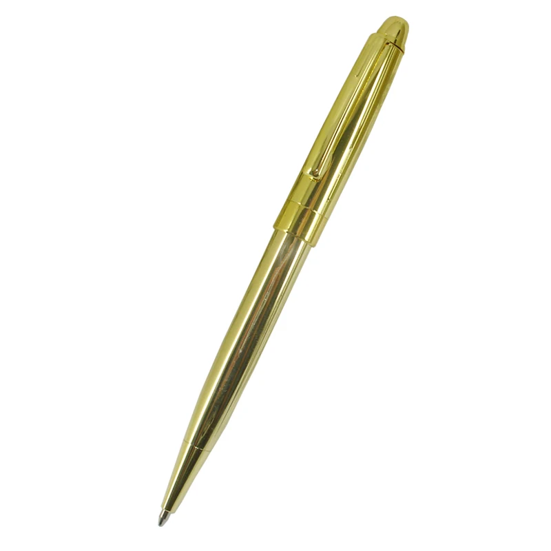 

2pcs lot Unisex Classic Metal Ballpoint Pen Plating Silver Gold Metal Brass Twist Ball Pen 24g Smooth Writing ink Pens