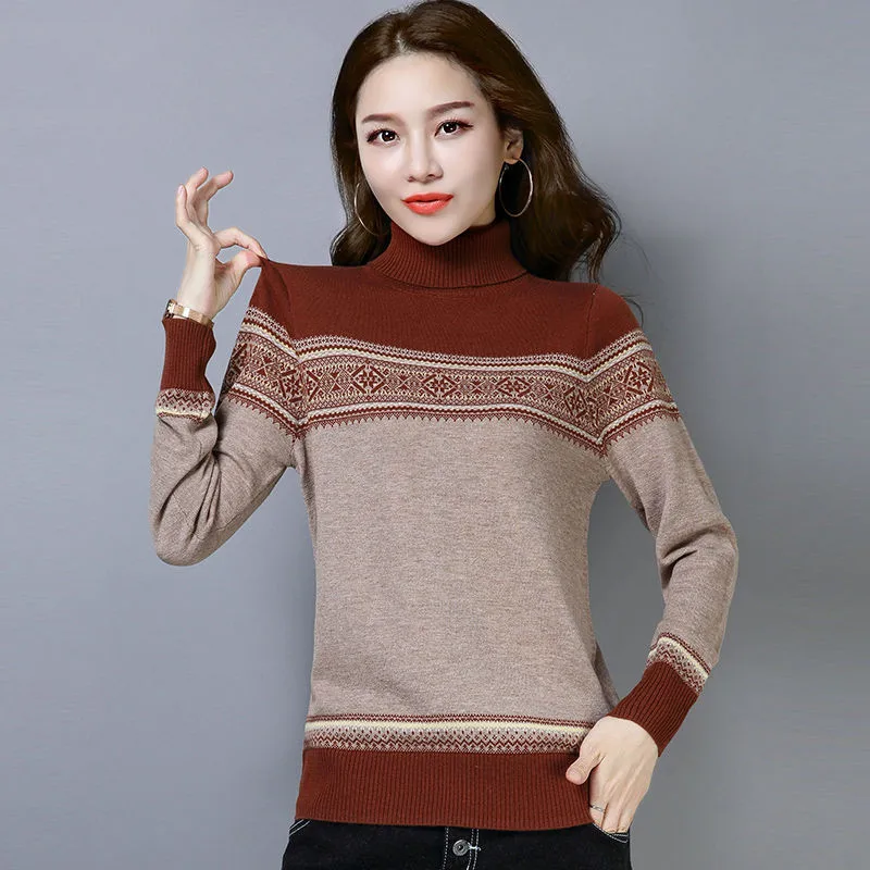 New Autumn Women Knitted Sweater Pullover Cashmere Turtleneck Sweater Long Sleeve Casual Sweater Female Jumper Pull Femme P216