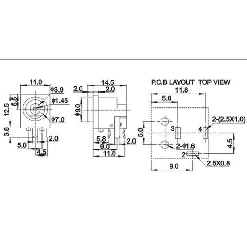 10pcs DC-038 DC Power Socket Connector The Power Supply Female Power Connect Jack 1mm 1.45mm