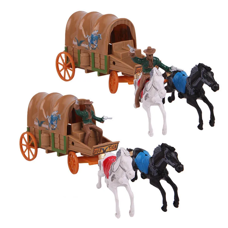 Western Cowboy Police Carriage Horses Model Plastic Toys Boys Kids Children\'s Toy Military Soldiers Set Birthday Christamas Gift