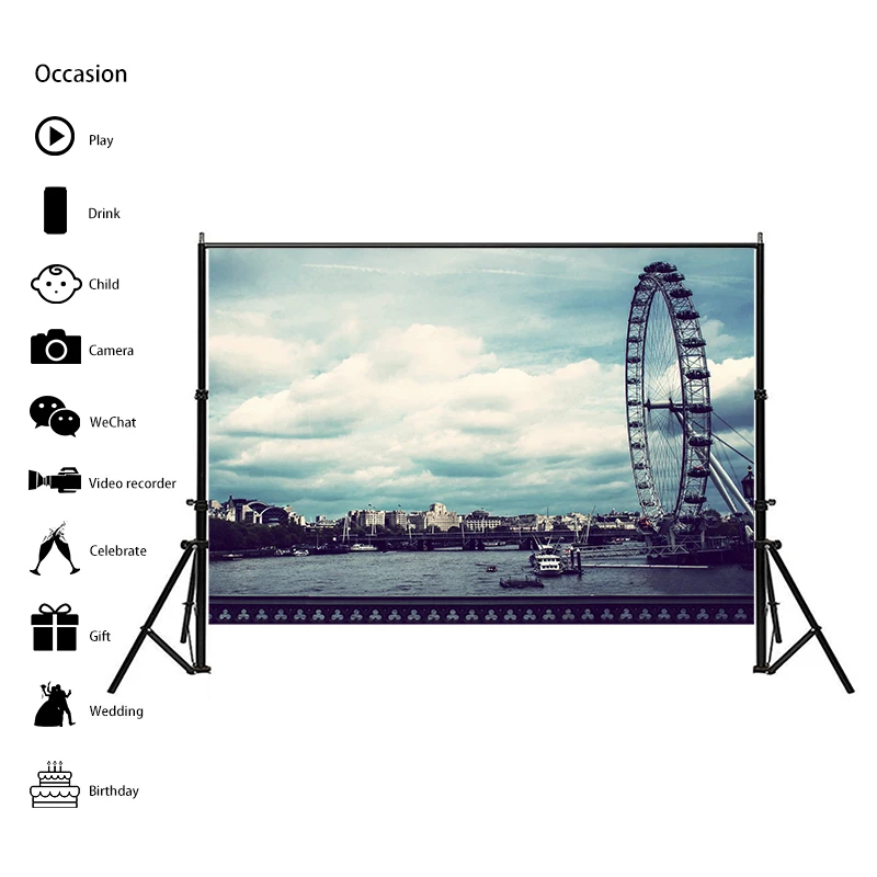 225*150cm Europe City Photo Backdrop Landscape Photography Background Vinyl Canvas Painting Home Living Room Decoration