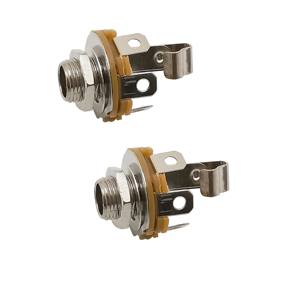 2/5/10Pcs 6.35mm Jack Socket Mono 2 Pole Female Jack with Switch Nut and Washer Nickel Finish 6.35mm Jack Socket Skeleton