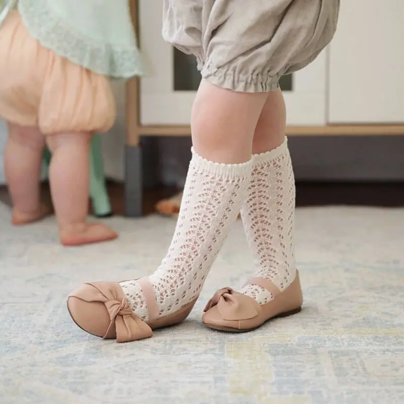 Children Socks For Girls Knitted Cotton Long Tube Socks Knee High Toddler Princess Socks Baby Summer Hollow Out Infant Socks