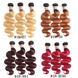 Włosy typu Body Wave 3 wiązki Ombre Red BURG brazylijski 9A Remy 100% ludzkie włosy 1/3/4 Pcs zestawy splot rozszerzenia 8-26 Cal euforia