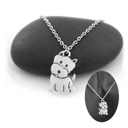 Fashion Westie & West Highland Dog Puppy Pendant Necklace For Women Men Stainless Steel Chain Dog Mom Lover Necklace Jewelry