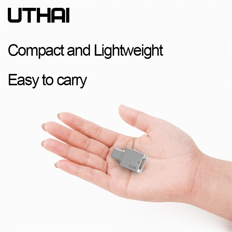 UTHAI C12 Tipo-C OTG USB3.0 Flash Drive USB-C Pen Drive Memória de telefone inteligente MINI Usb Stick 32GB 64G