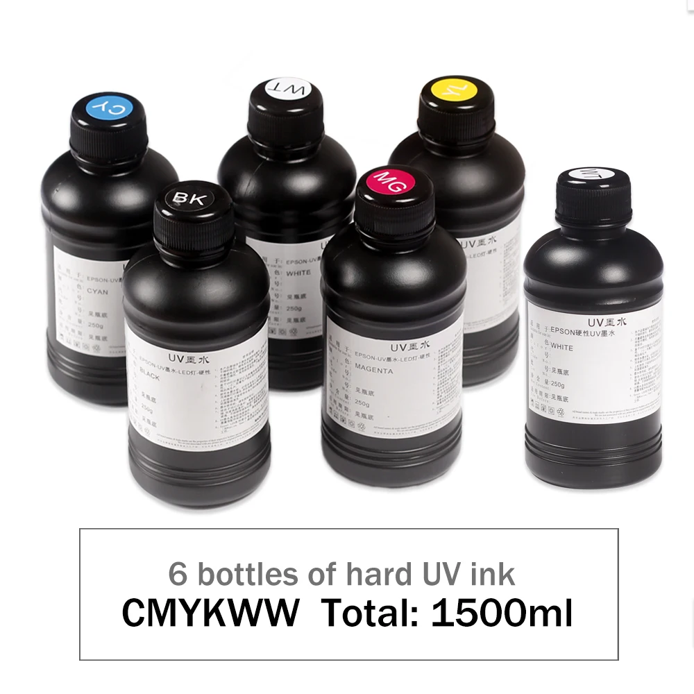 Imagem -04 - Kit de Tinta uv para Impressora Plana Usado em Epson Dx5 Dx7 Dx11 Tx800 Xp600 L1800 L805 R1390 Cabeças de Impressão Garrafas Conjunto 1250ml 2500ml