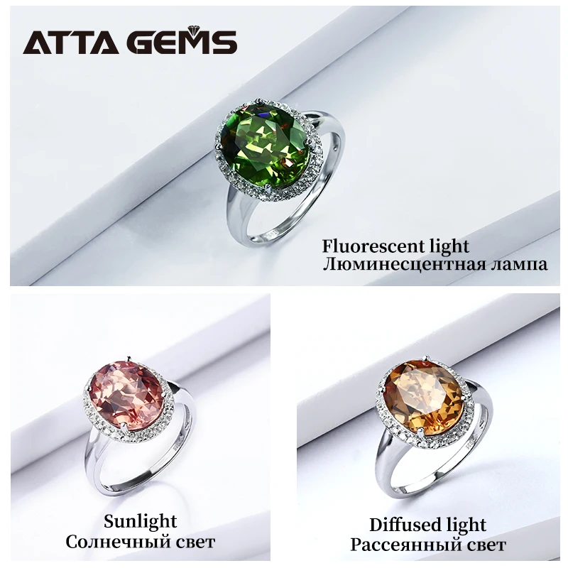 ATTAGEMS Zultanite изменение цвета 925 Sterling Silver Design Fine Jewelry Created Zultanite Color Change Stone Ring for Women