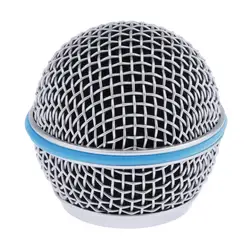 Tête de grille de microphone en maille d'acier bleu, pièce de rechange, accessoire de bricolage