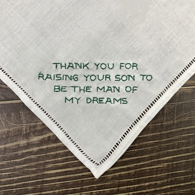 12 PCS Fashion Personalized Wedding Handkerchief 10x10-Irish Linen Hemstitch Hankie for Any Ceremony or Special Event