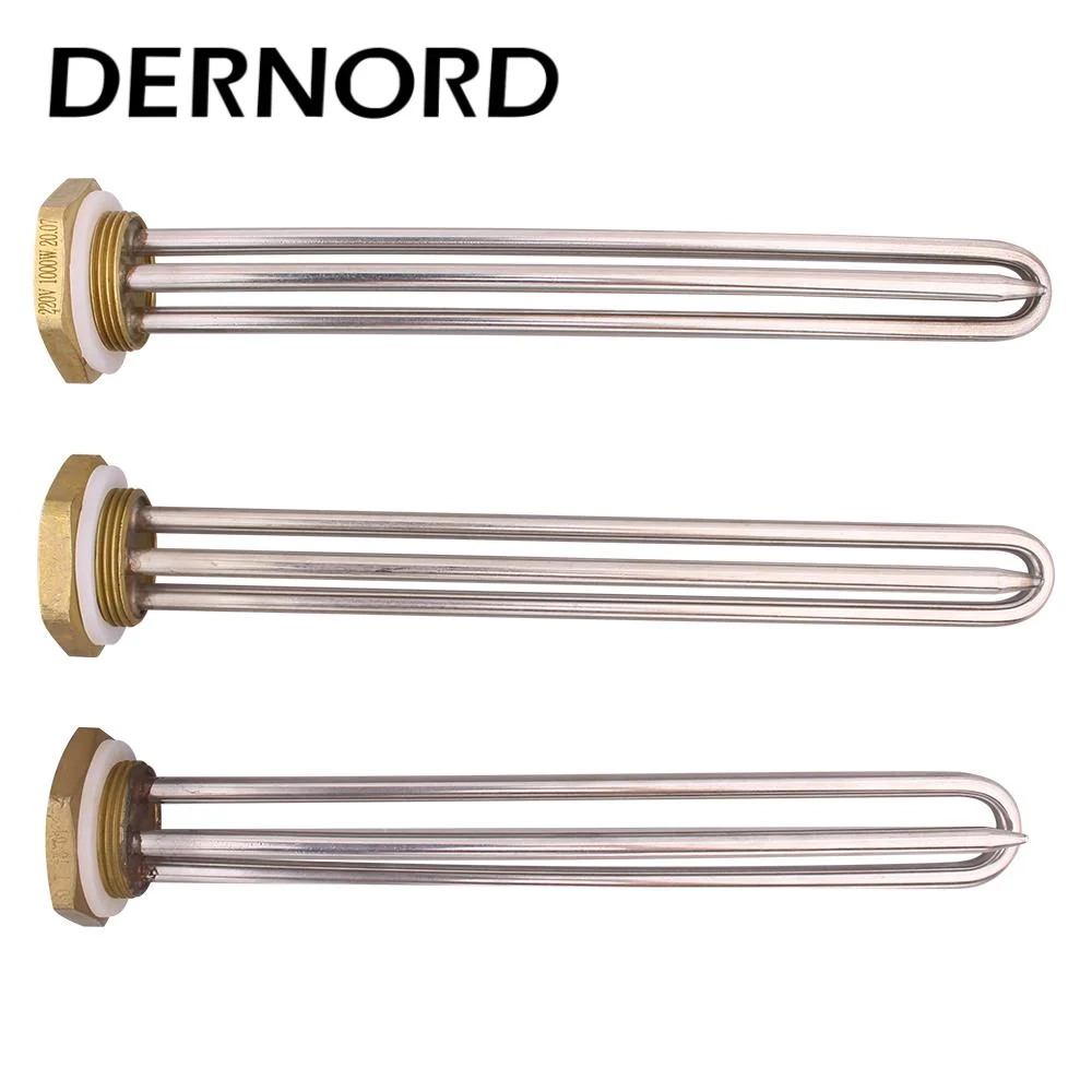 DERNORD Heater U Type 220v 1kw 1.5kw 2kw Heating Element With Probe Tube DN32 Tubular Immersion Resistance