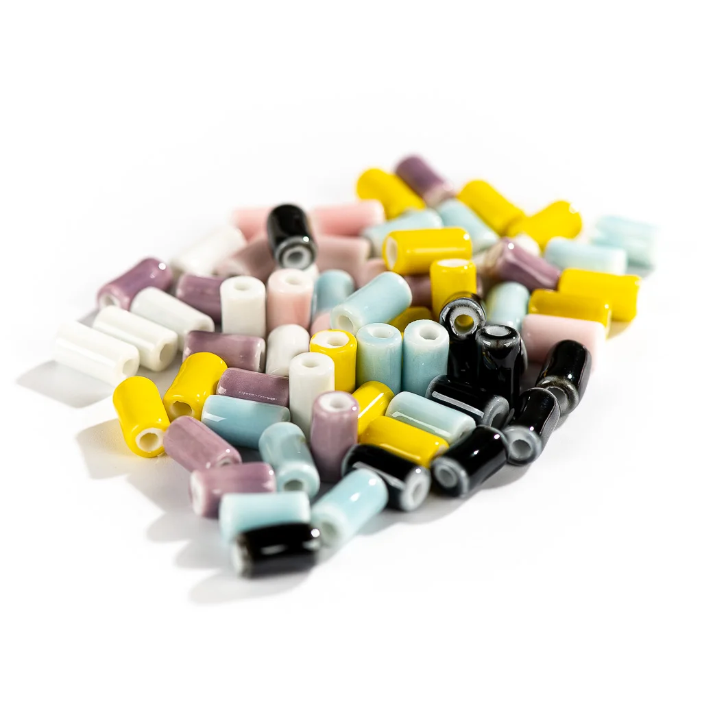 10mm 20pcs Small Tube  Pure Color Ceramic Beads Handmade Jewelry Making Supplies Bulk Wholesale Necklace Joias Diy #XN336-1