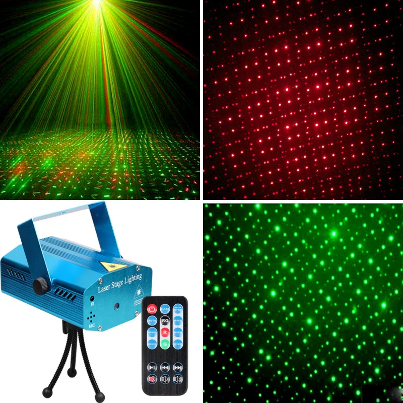 Portable Remote Control LED Stage Light DJ Disco Light Projector Laser Lights Sound Activated Flash For Christmas Party Wedding
