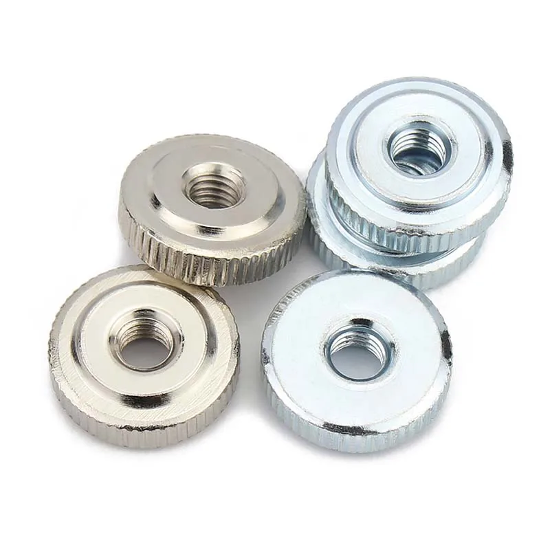 5Pcs Galvanized Hand Knurled Screw Nut GB807 M3 M4 M5 M6 Plating Nickel Thin Head Nut Flat Head Nut For 3D Printer Spring Loaded