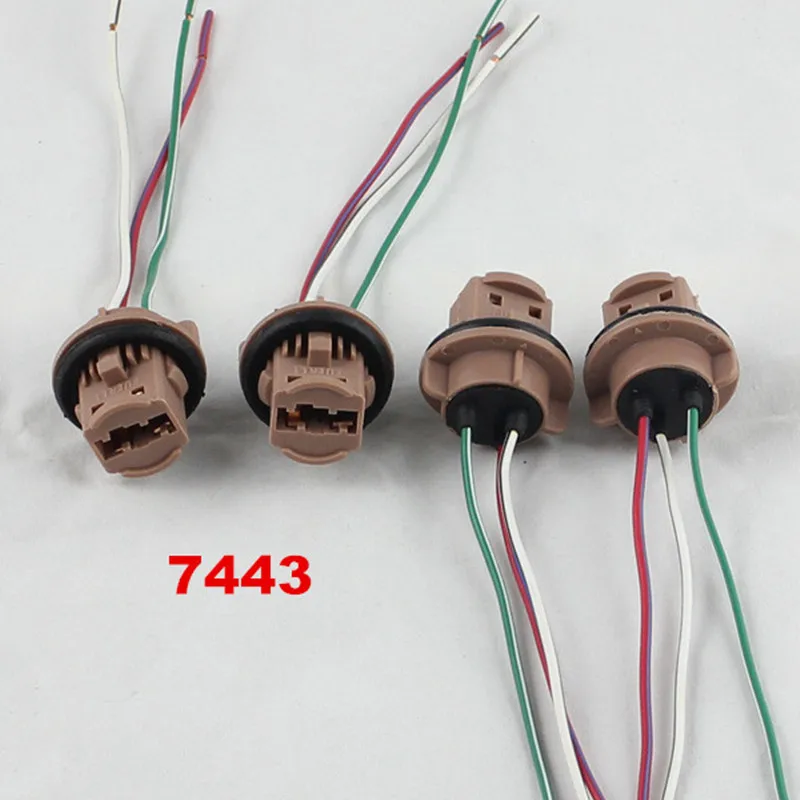 Rockeybright-7440 7443 자동차 램프 케이블 7443 전구 W21/5W LED 전구 소켓, 7440 W21W 소켓 턴 라이트 LED T20 램프 홀더 커넥터