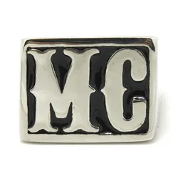 Free Shipping Solid MC Biker Ring 316L Stainless Steel Punk Biker Style Motorcycles Jewellery Size 7-15