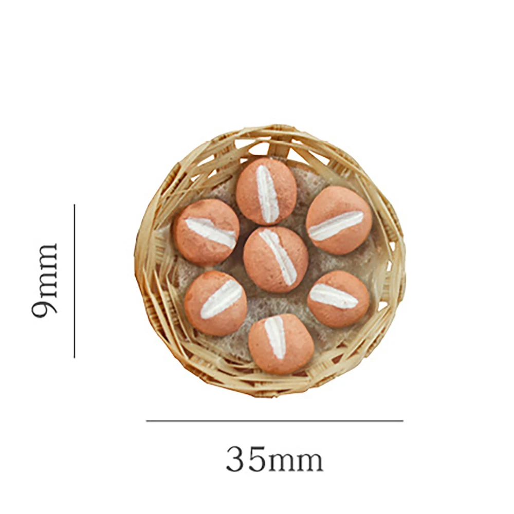 1/12 Dollhouse Miniature Accessories Mini Cream Puffs with Basket Simulation Food Dessert Model for Doll House Decoration