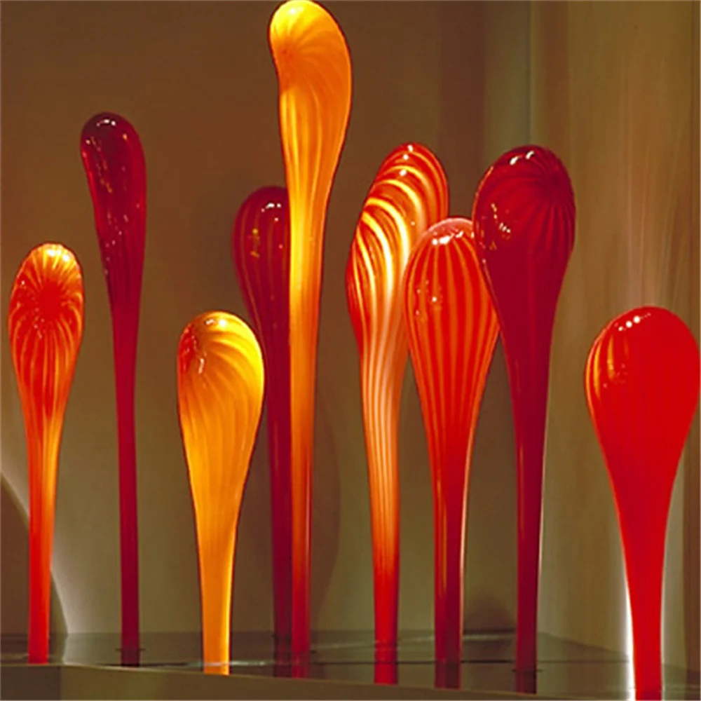 Modern Garden Decoration Floor Sculptures Murano Glass Art Crafts Hand Blown Glass Spears