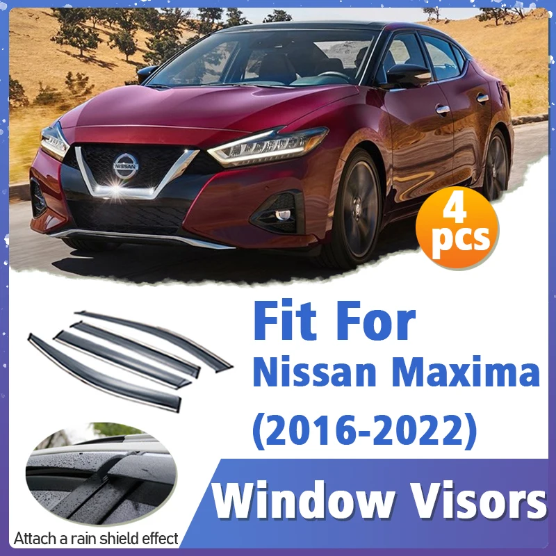 

Window Visor Guard for Nissan Maxima 2016-2022 Vent Cover Trim Awnings Shelters Protection Sun Rain Deflector Auto Accessories