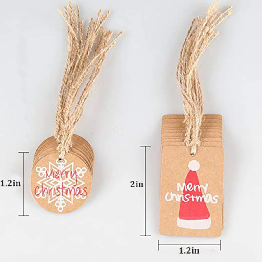 Happy Merry Snowflake Christmas Kraft Paper Tag Ornaments Decorations for Home Party Faovrs Xmas Trees Decoration Stocking Decor