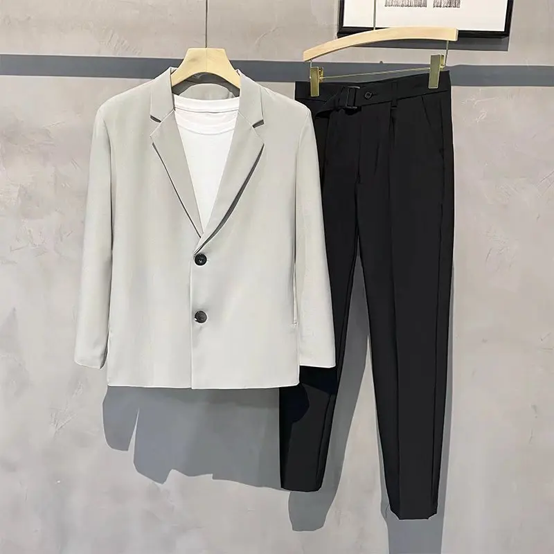 Men Clothing Blazer Coat 2023 Spring Autumn New Causal Korean Fashion Business Office Suit Jacket Male Streetwear