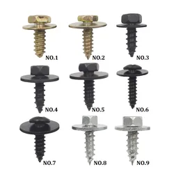 Mixed Metal Car Corpo Fender Parafuso, Auto Tapping Screw, Rebite Fastener Bolt, 5mm, 5.5mm, 6mm, 6.3mm, 10Pcs