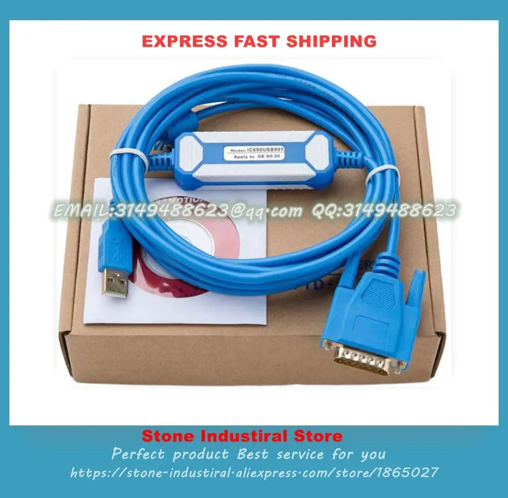 IC690USB901 IC690USB901+ GE-90 GE-30 ProgrammingCable For CS/CJ/CQM1H/CPM2C PLC RS232 2.5M New