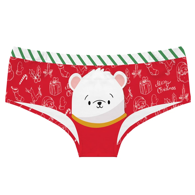 Christmas Theme Printing Underpants Solid Color Women Underwear Seamless Lady Panties Sexy Hip-Lifting Female Knickers