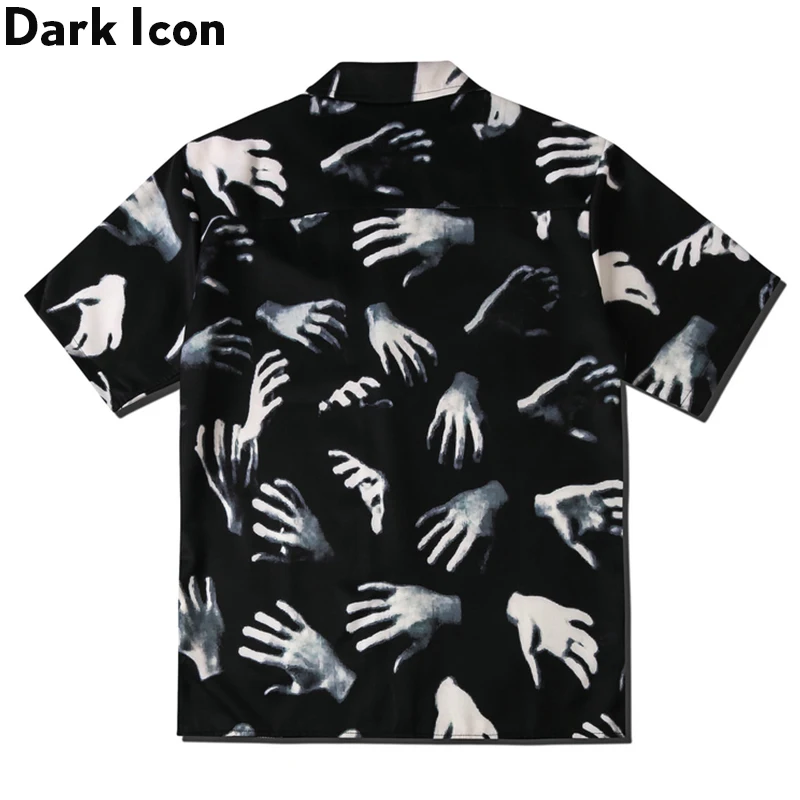 Dark Icon Printed Vintage Street Shirts for Men 2024 Summer Hawaiian Shirts Male Top