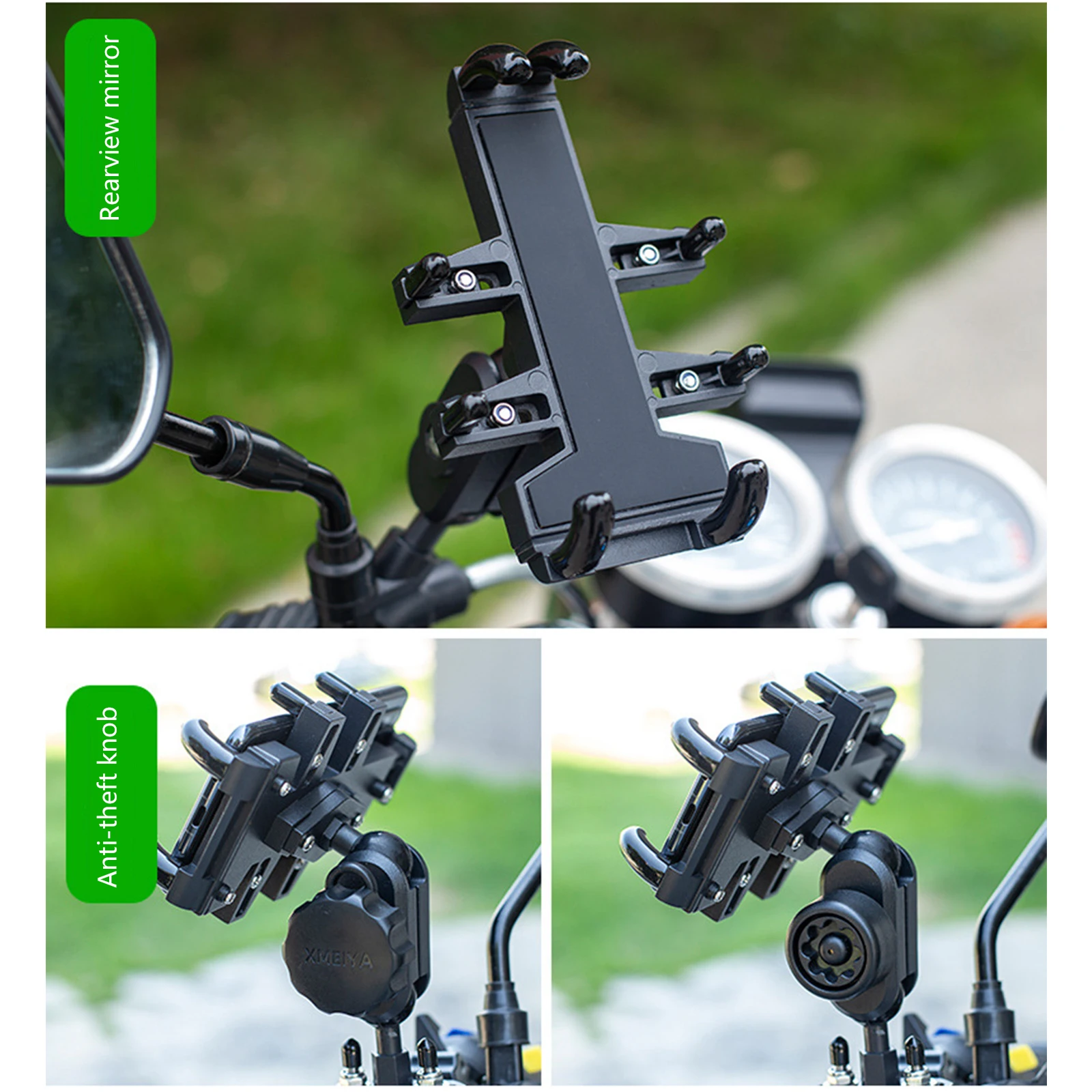 A01 Universal Motorcycle Bike Mobile Phone Holder Aluminum Bicycle Riding Bracket GPS Mount Handlebar Side Mirror Stand Support