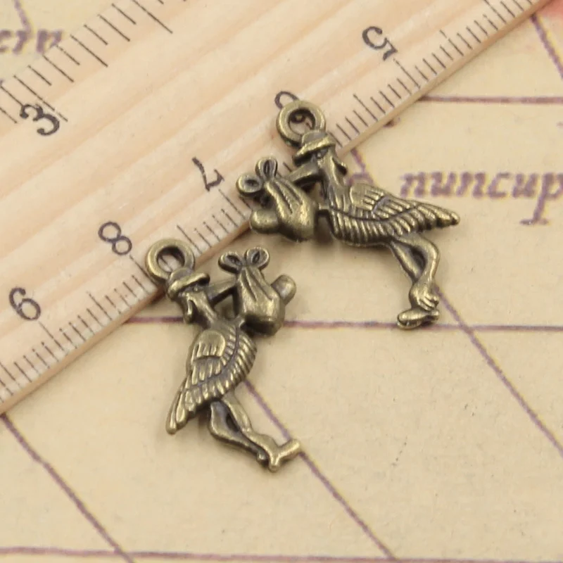 20pcs Charms Stork Baby Bird 23x18mm Tibetan Bronze Silver Color Pendants Antique Jewelry Making DIY Handmade Craft