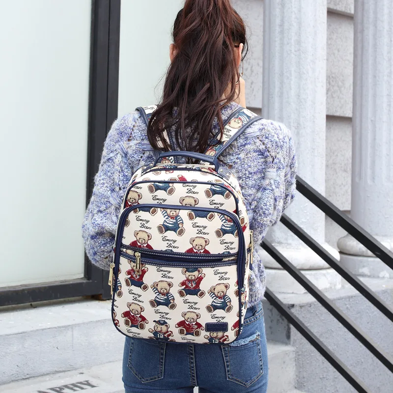 2021 Korean version schoolbag Preppy fashion canvas backpack women's casual bag canvas backpack