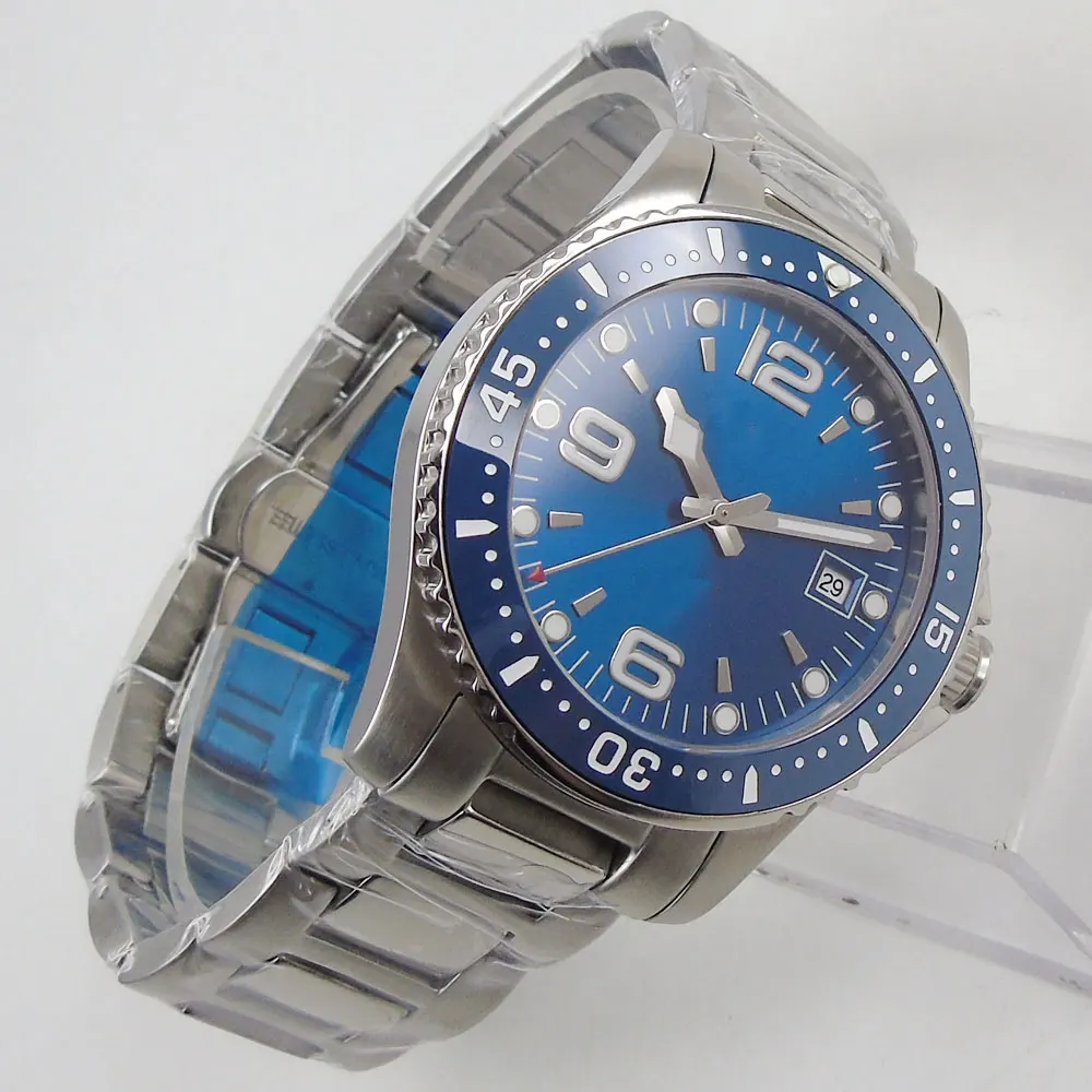 

40mm SUB Steel Case Ceramic Bezel Mechanical Mens Watch Luminous Blue Dial 21 Jewels MIYOTA 8215 Bracelet Date Sapphire Glass