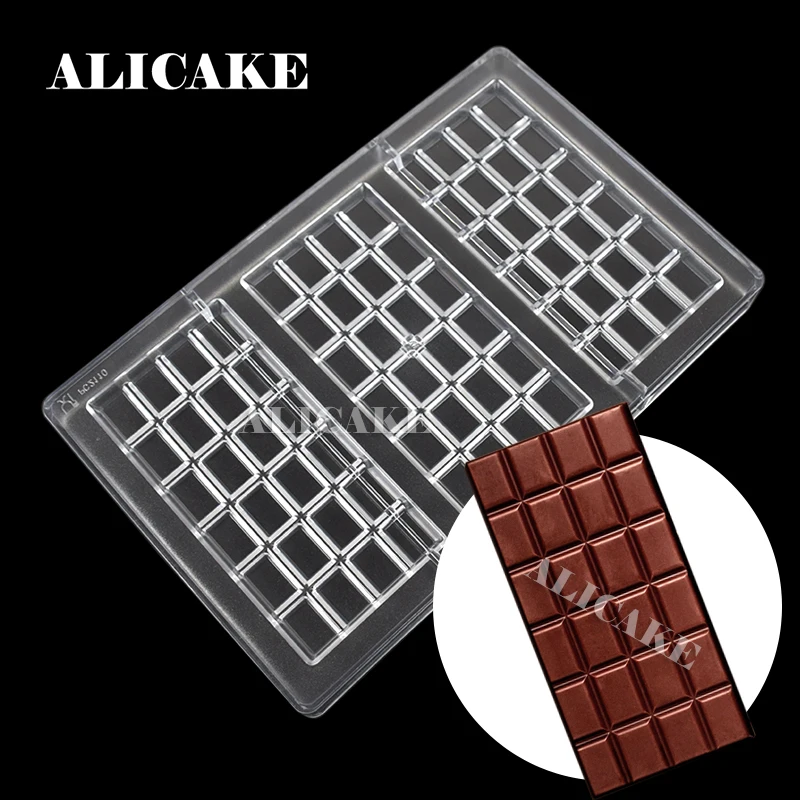 Polycarbonaat Chocoladevorm 3 Holte 24 raster Snoep Fondant Ijsvorm Bakken Gebak Acryl Zoetwaren Gebruiksvoorwerpen Pannen Dienbladen
