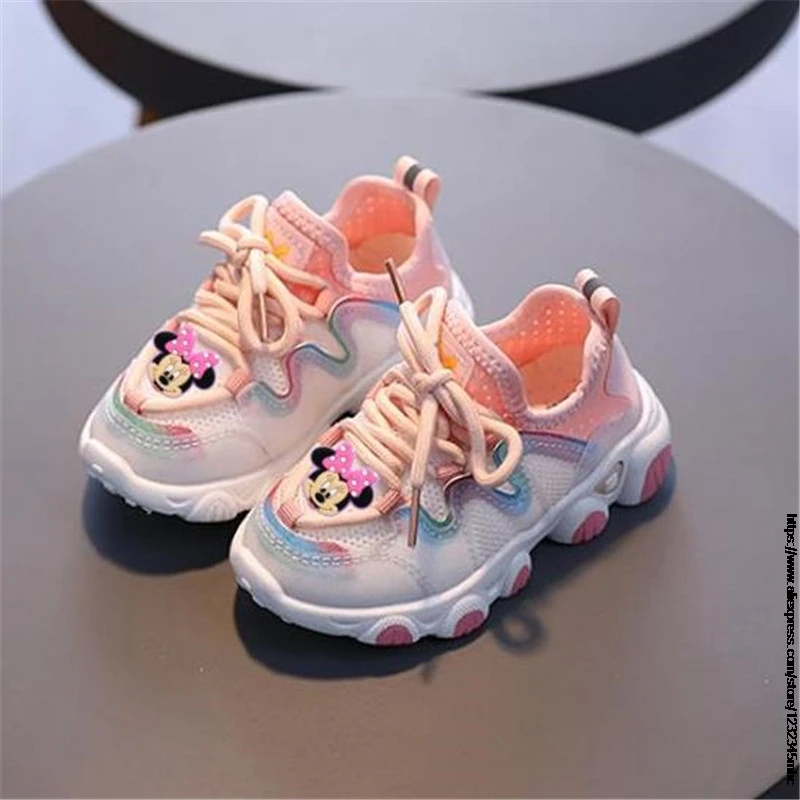 Spring/Autumn Mickey Minnie Girls Boys Toddler Shoes Casual Infant Sport Shoes Soft Bottom Comfortable Breathable Kid Sneaker