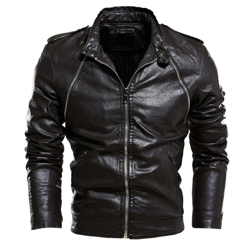 Newest Design Motorcycle Leather Jacket Men Multi Zippers Classic Biker Jacket Men Casual PU Coat Veste en cuir pour homme