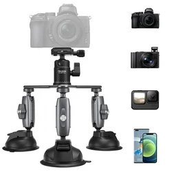 TELESIN Glass Suction Cup Action Camera Tripod Mount for Car Holder Stand Bracket for Gopro 12 Hero 12 11 10 9 8 7 6 5  Insta360