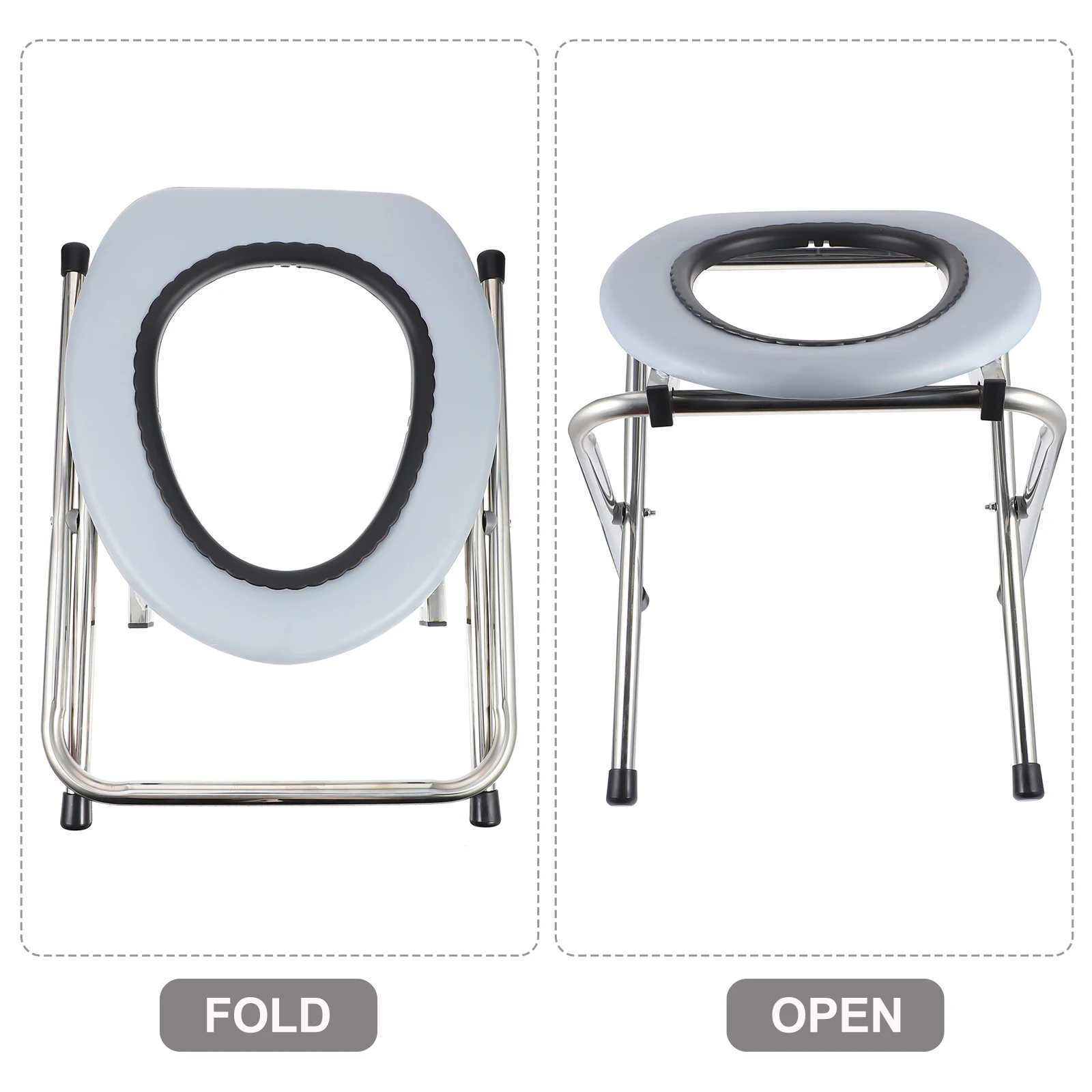 Foldable Bathroom Toilet Chair Portable Toilet Stool Stainless Steel Potty Chair for The Old Outdoor Camping Hiking Travel