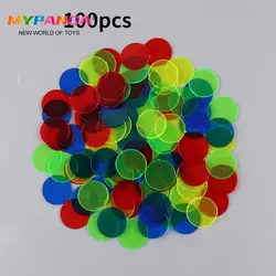 100 pçs 15mm montessori aprendizagem educação matemática brinquedos recursos de aprendizagem cor plástico moeda bingo chip crianças sala de aula suprimentos