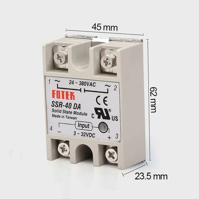 1 PC High Quality SSR-10DA SSR-25DA SSR-40DA 10A 25A 40A Solid State Relay Module 3-32V Input DC 24-380V AC Output