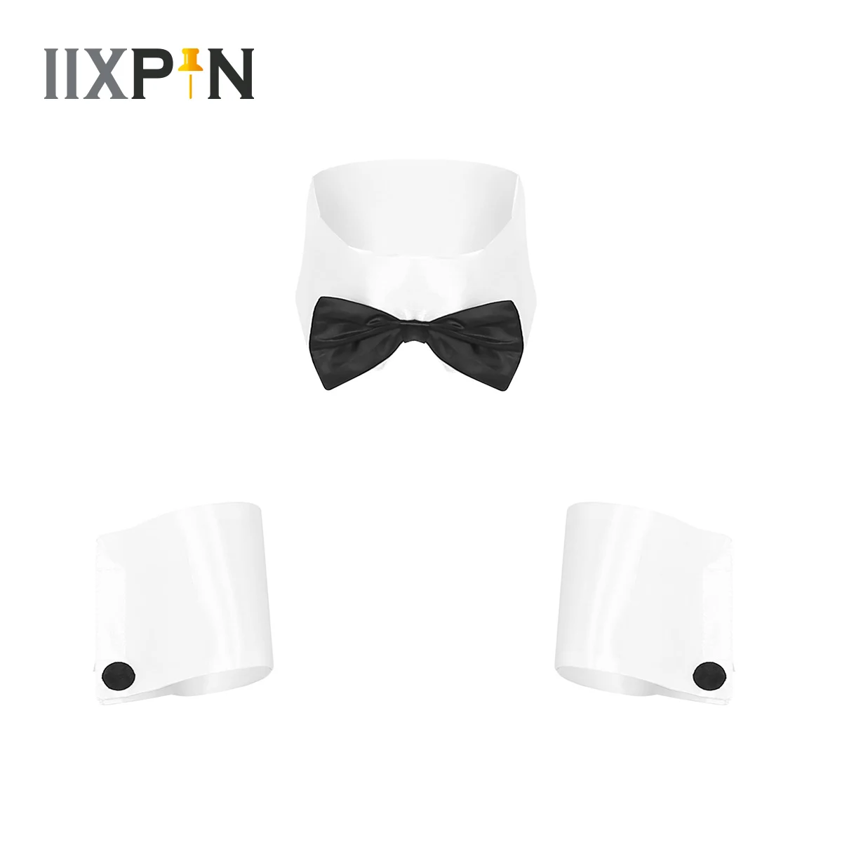 

Mens Adult Collar and Cuff Set Waiter Lingerie Sexy Clubwear Gay Men Bow Tie Collar Bracelets Dancer Costume Cosplay Accessories