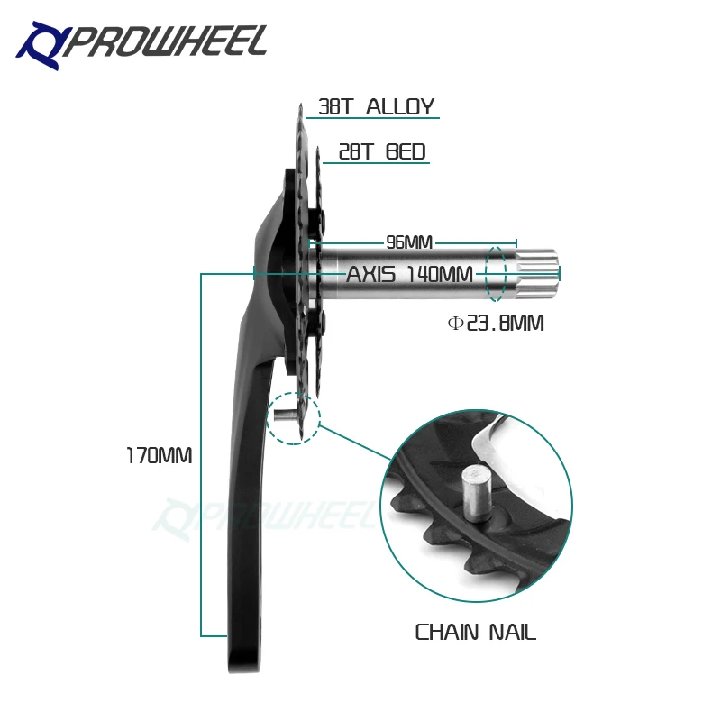 PROWHEEL Mountain Bike Crankset 2*10S 9S 11S 170mm Crank 28-38T Crankset Bottom Bracket BB73+ Mountain Bike Parts