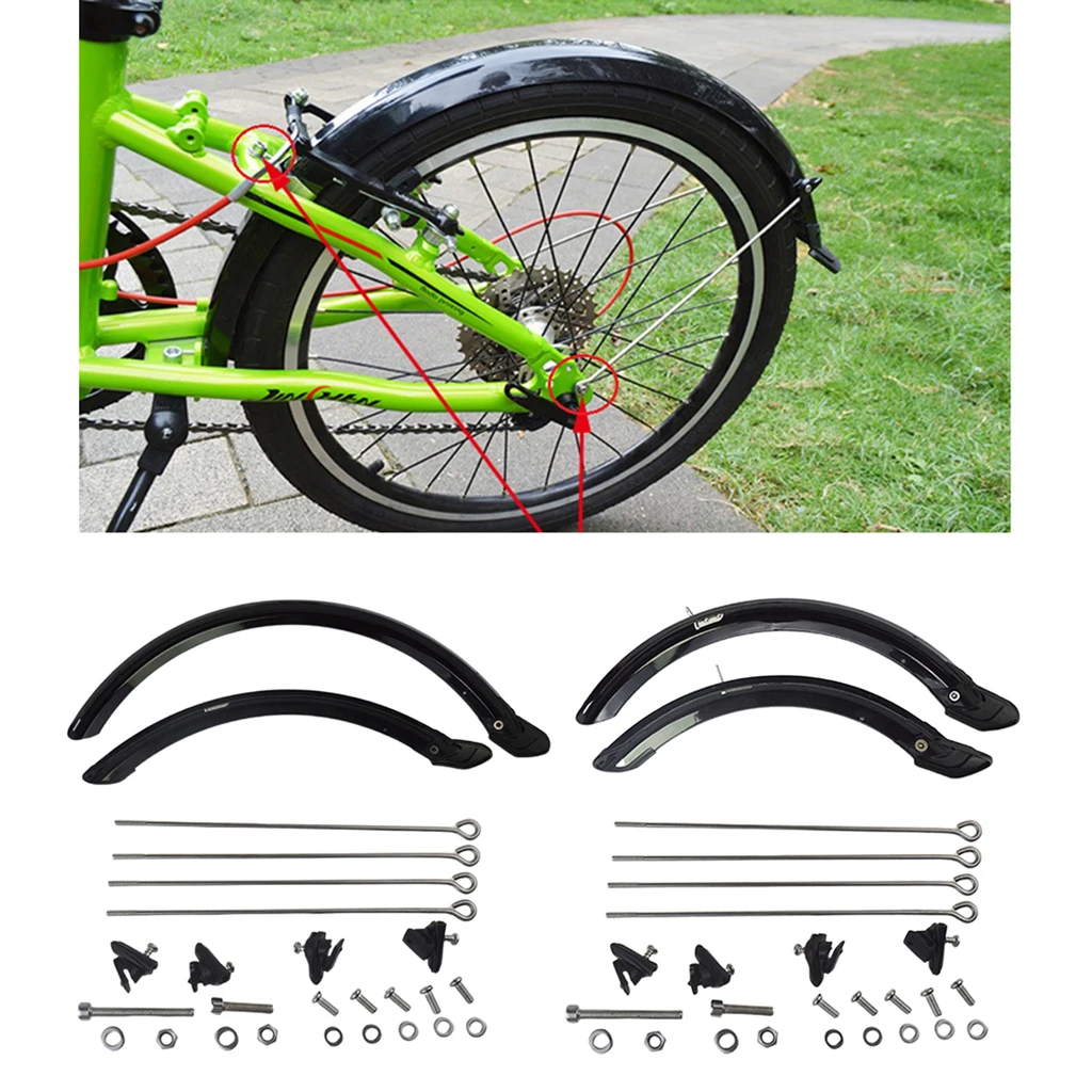 Solid Folding Bike Mud Guard 14/20 Inch Bicycle Fender V-Brake Mudguard Set