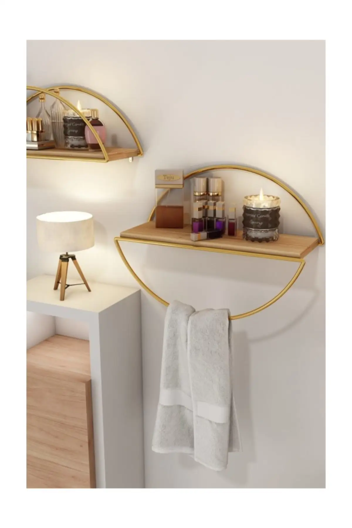 Wall Rack Decorative Kitchen Bathroom Gold Ellipse Bookcase