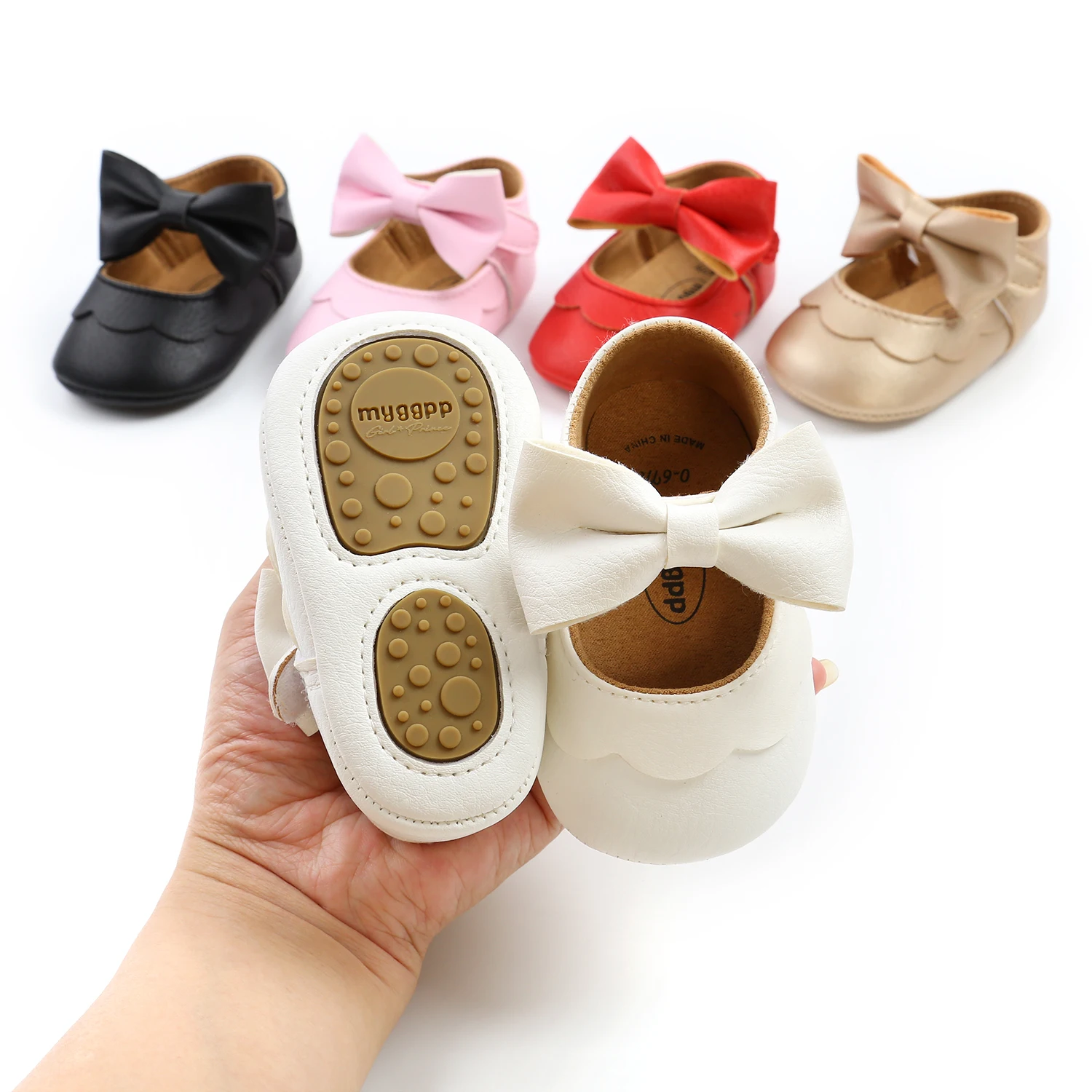 

0-18M Newborn Infant Baby Girls Princess Crib Shoes Bow Knot Solid Color First Walker Soft Sole Shoes