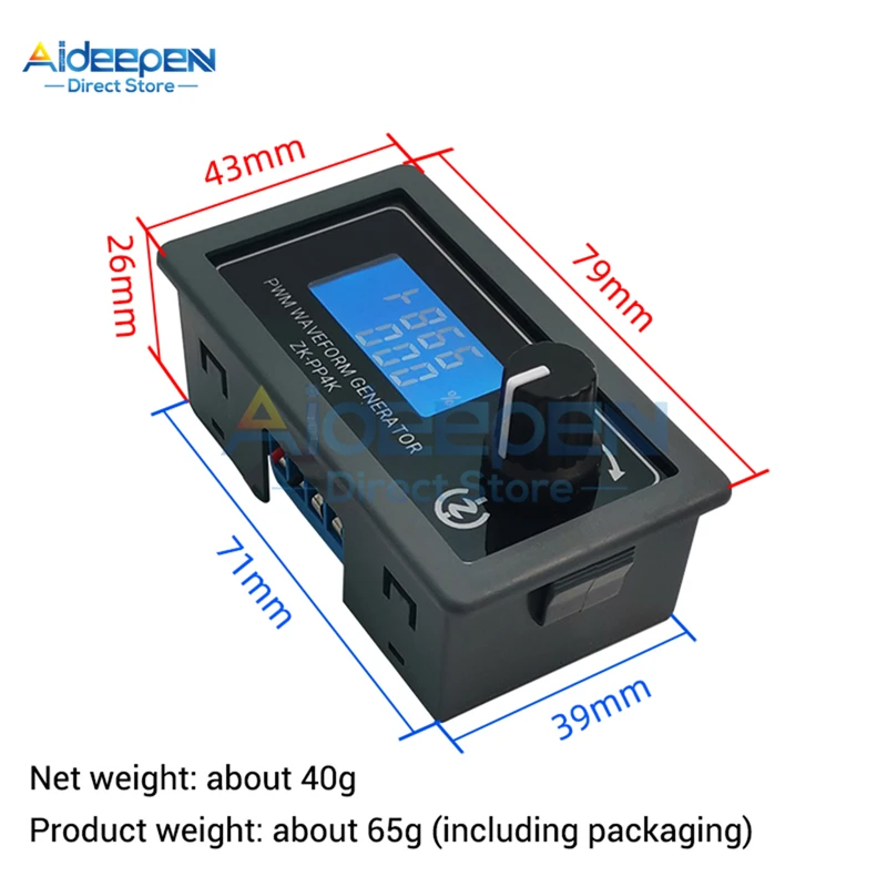 PP4K DC 3.3-30V ดิจิตอลจอแสดงผล RPM ปรับ PWM PULSE Generator แสง LED มอเตอร์ควบคุมความเร็วเริ่มต้นช้าและหยุดช้า