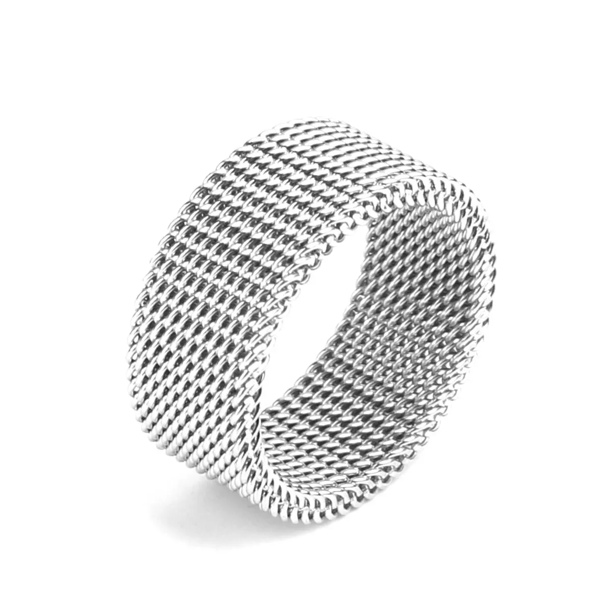 Punk Circle Twist Weaving Joint Ring 304 Stainless Steel Unadjustable Silver Color Geometric Twist Minimalist Jewelry , 1 Piece